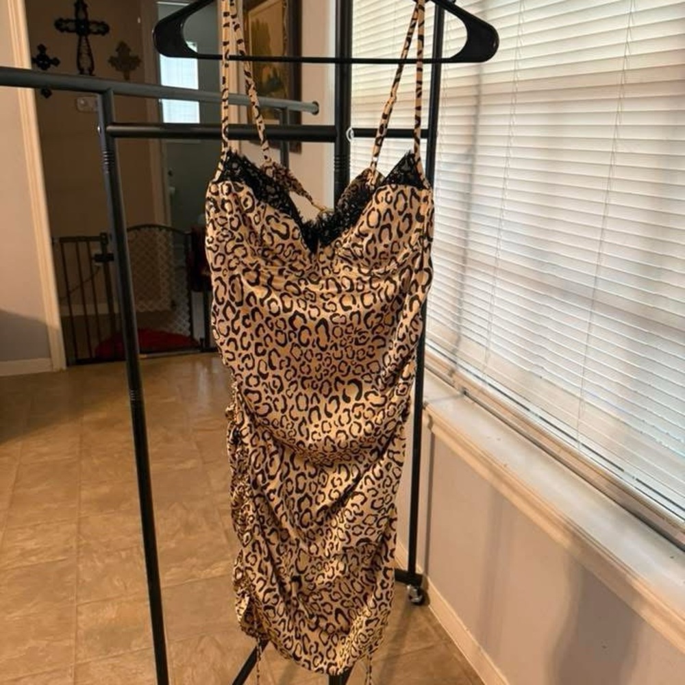 Leopard Print Ruched Dress